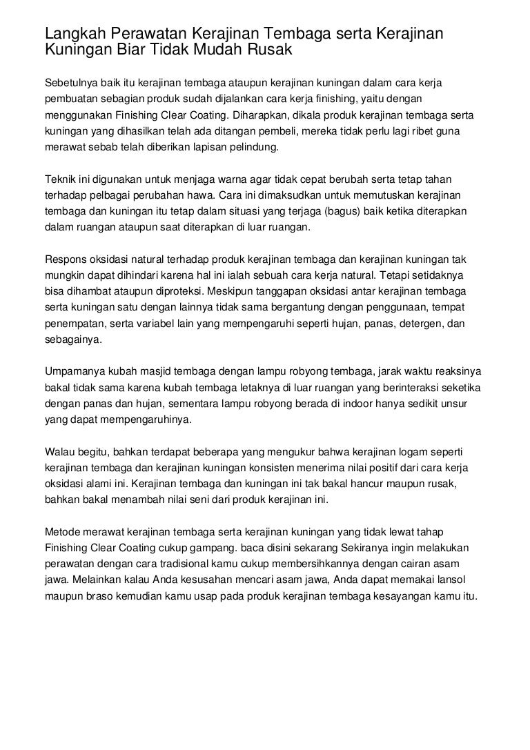 Berikut Ini Adalah Teknik Pembuatan Kerajinan Dari Bahan Tembaga Kecuali